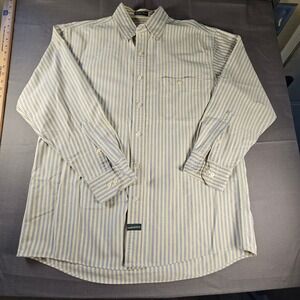 GH Bass Mens Signature Oxford Shirt Yellow Blue Striped Button Down Medium